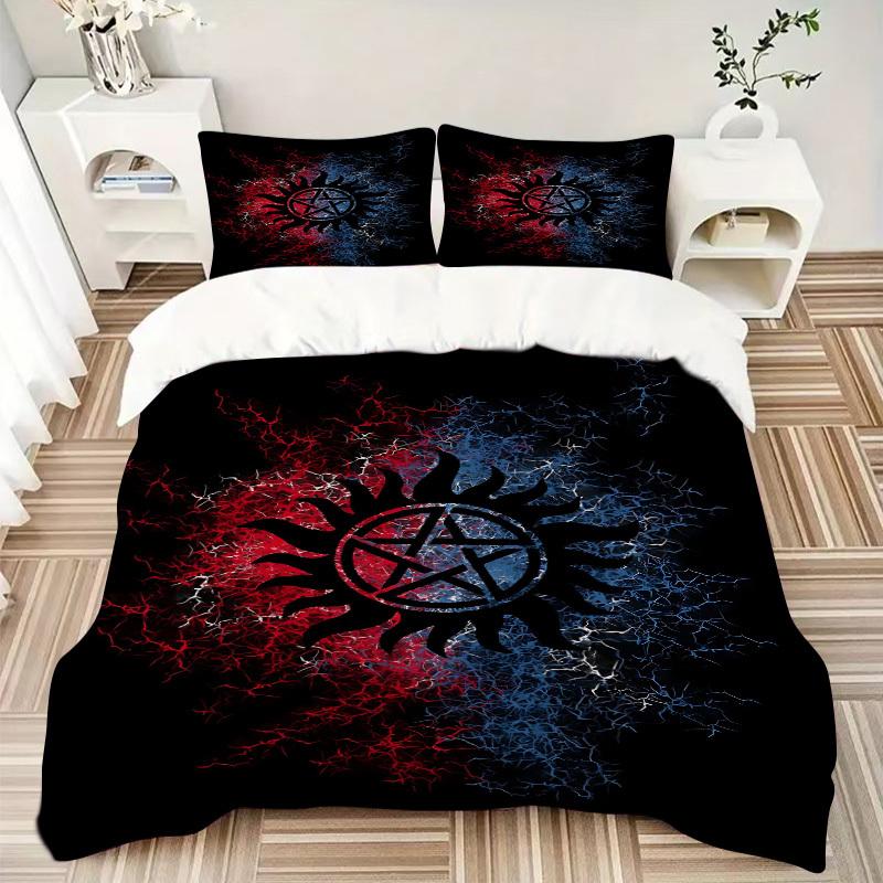 3-teiliges Übernatürliche Symbole Bettwäsche-Set - 1 Bettbezug + 2 Kissenbezüge, Ganzjahres-Schlafzimmer-Ausstattung, Perfekt für Zuhause079