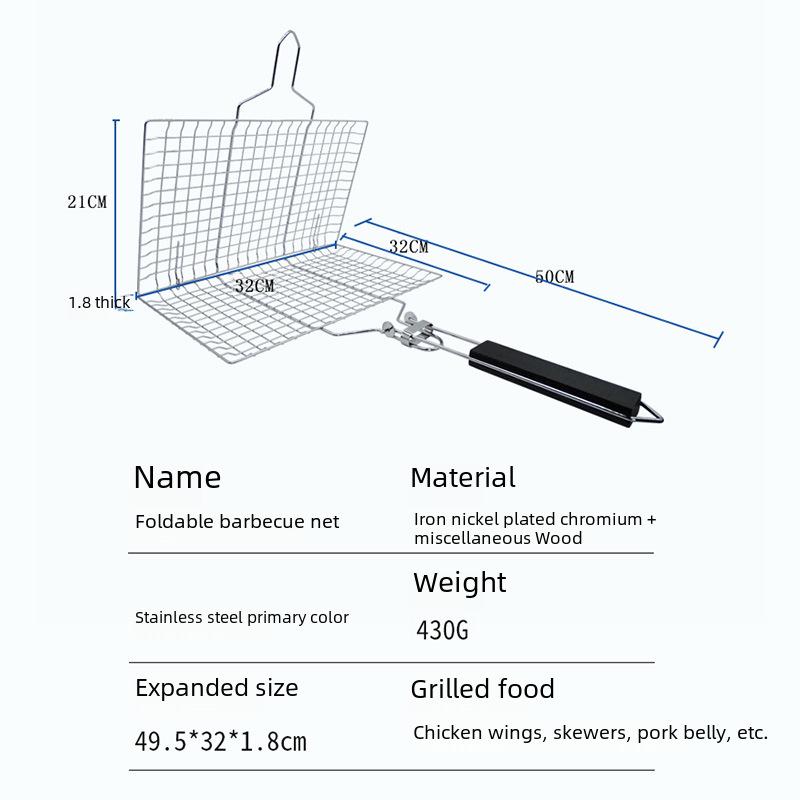Skládací grilovací síť z nerezové oceli a košík na zeleninu a ryby