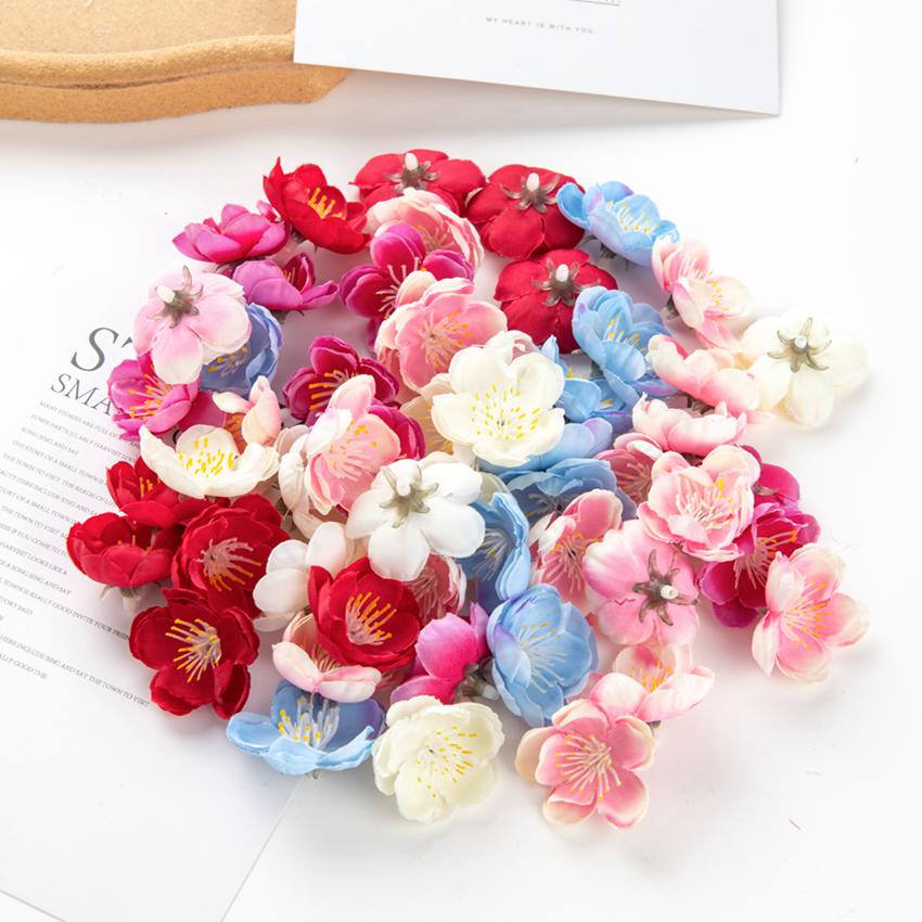 100Pcs Silk Cherry Blossoms for Home Decortion Scrapbooking Diy Wedding Christmas Craft Wreath Headdress Artificial Flowers Wall