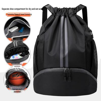 Taška na basketbal a plávanie s oddelením na mokré/suché, Športový a fitness batoh so sťahovacou šnúrkou