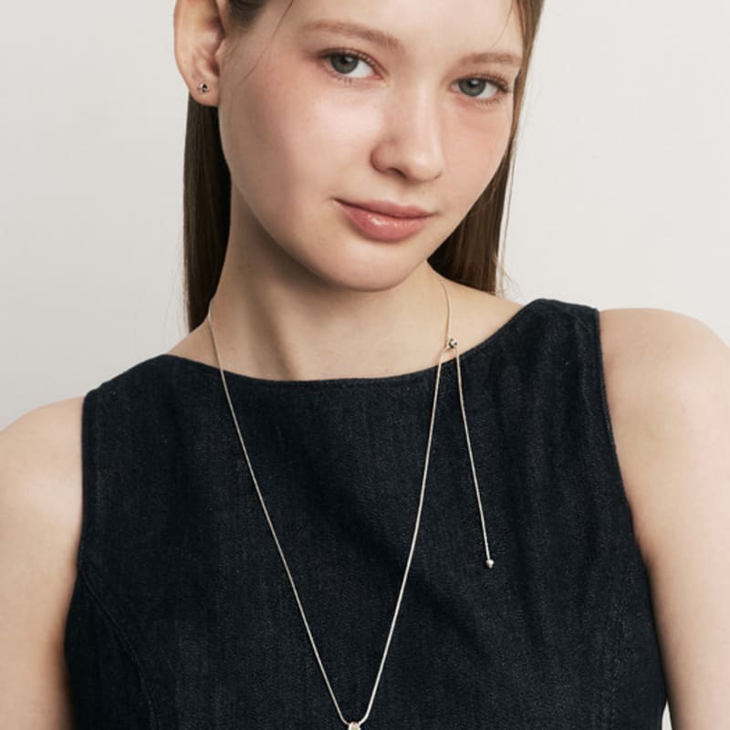 Hei pebble long snake chain necklace