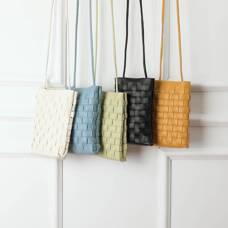 

Мини-модная тканая сумка для мобильного телефона из искусственной кожи, сумка через плечо, женская маленькая сумка для мобильного телефона