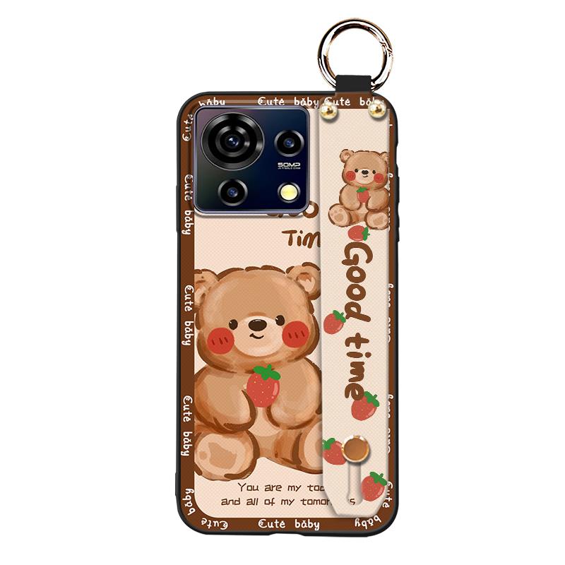 Cute Lanyard Phone Case For ZTE Blade V50 Vita Back Cover Durable Kickstand Fashion Design Waterproof Wristband Ring