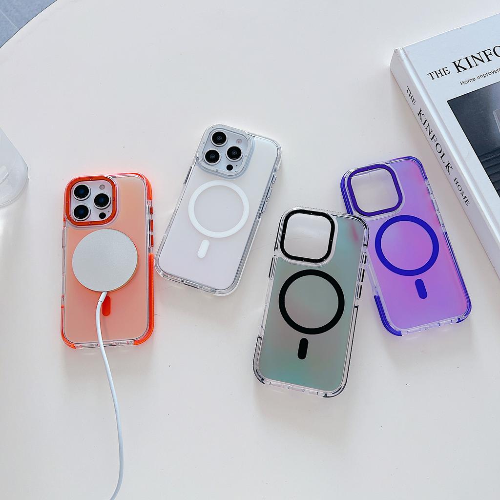 For iPhone 16 Pro Case Compatible with MagSafe Color Changing TPU Acrylic Phone Back Cover