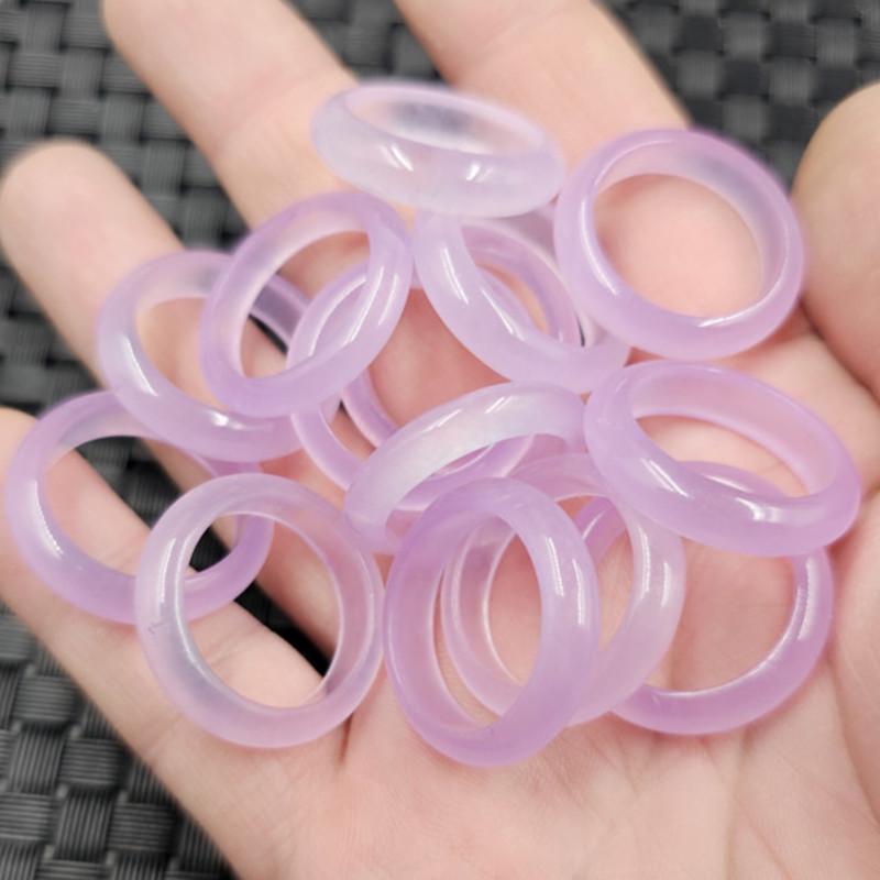 Ice Violet Jade Ring with Purple Quartzite Prayer Beads and Key Pendant Inner Diameter 17-19mm
