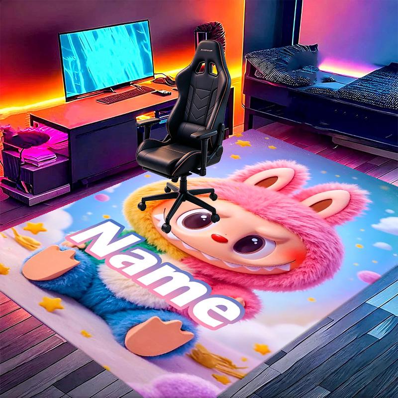 Custom Name Personalized Labubu Print Carpet, Versatile Home Decor Rug, for Playroom, Apartment, Balcony, Entryway, Hallway Gift