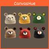 Süßer Bär Strickmütze Damen Winter Cartoon Warm Unisex Beanie Japanisch Handgemacht