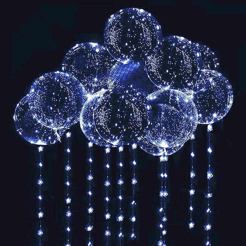 10 PACKS LED Bobo Balloons,Transparent LED Light Up Balloons,Helium Style Glow Bubble Balloons with String Lights for Party Birthday Wedding Festival