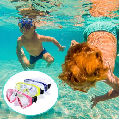 Kids Swim Goggles with Nose Cover Adjustable Snorkel Diving Face Cushion Anti-fog Wide View Swimming Goggles for Kids