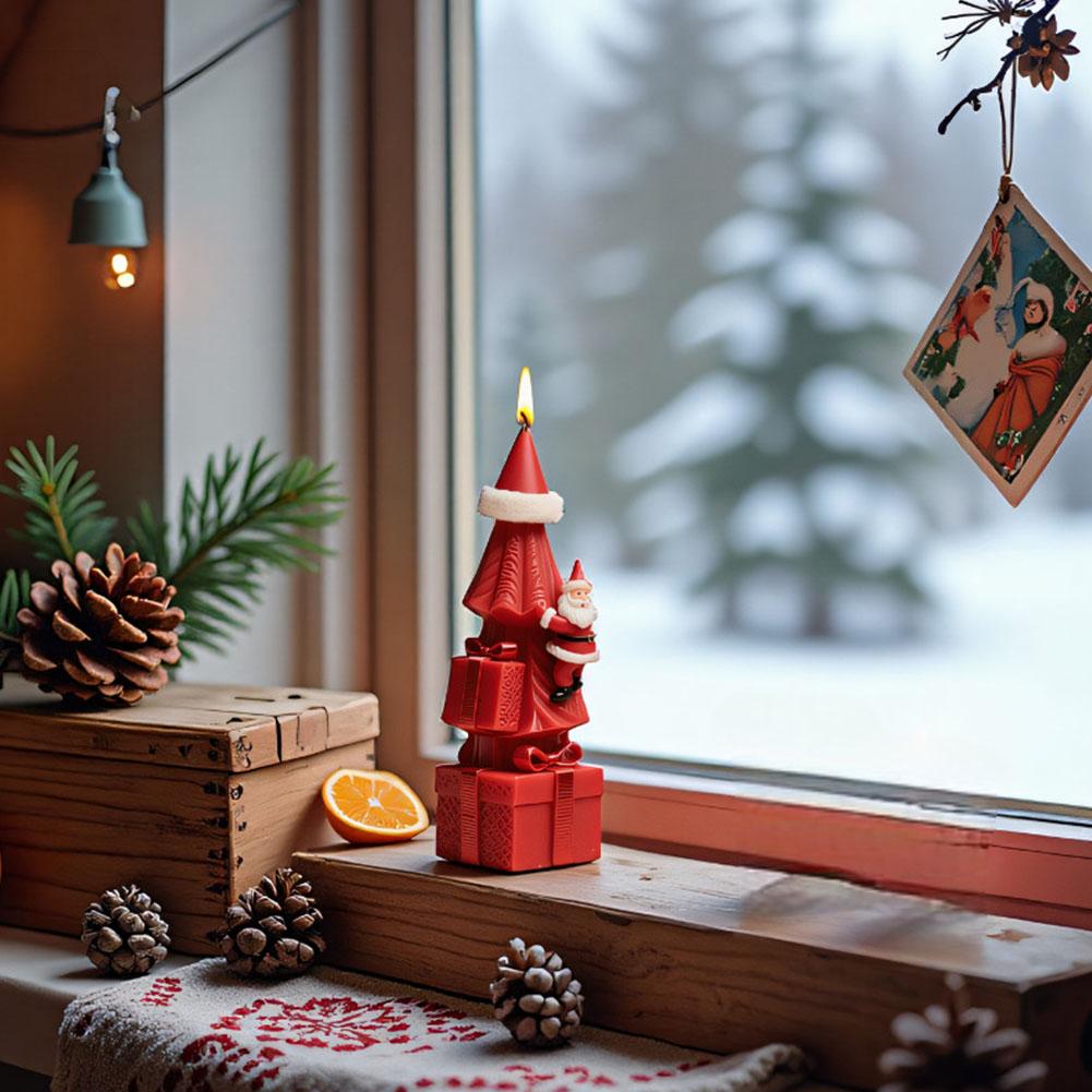 Gift Tree Santa Claus Aromatherapy Candle Silicone Mold DIY Creative Santa Claus Gift Design Food Grade,Easy To Clean And Demold