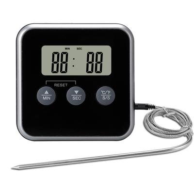 Digital Kitchen Thermometer LCD Display Long Probe for Grill Oven 0~250°C Food Meat Cooking Alarm Timer Measuring Tools