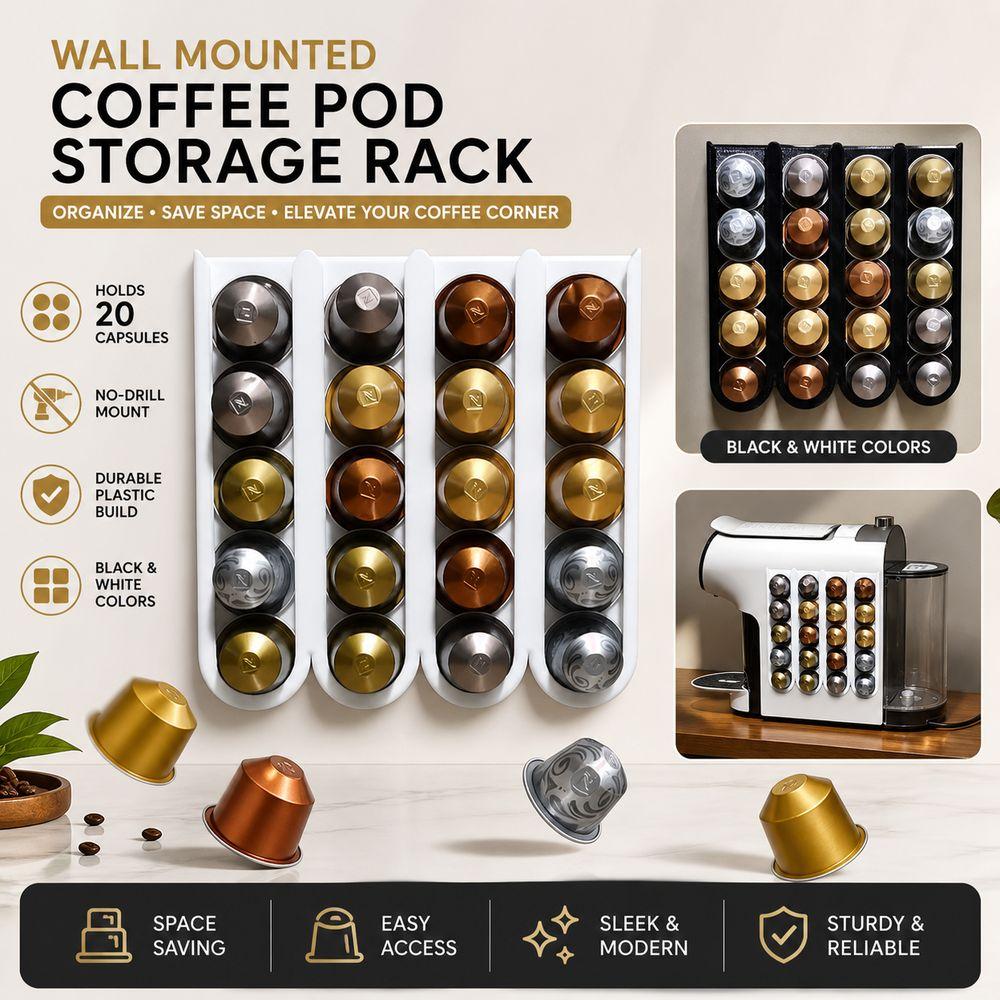 Wall Mounted Coffee Capsule Holder Cabinet Mounted Coffee Capsule Organizer Kitchen Storage