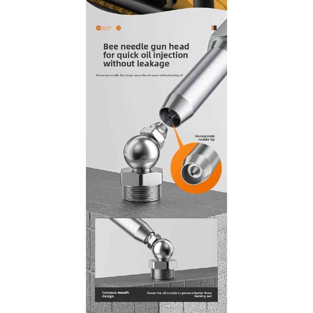 Industrial grease gun dual nozzle kit, suitable for excavators and trucks.
