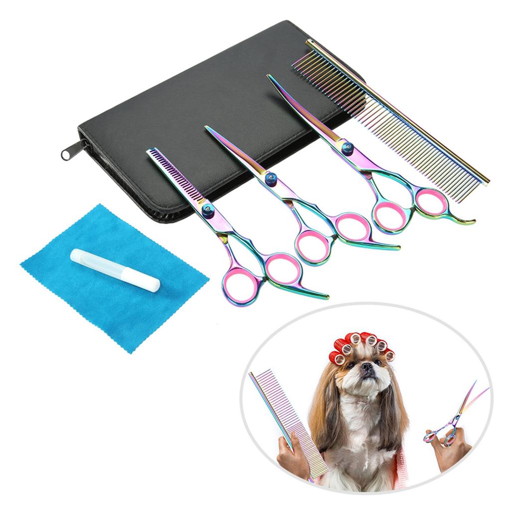Professional Pet Dog Hair Cutting Thining Curved Scissors Grooming Hairdressing Shear