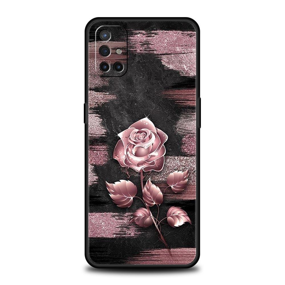 Phone Case For Oneplus 13R 12R 10R 13 12 11 10T Nord N100 N10 Z N30 CE 3 2 2T Pro Lite 5G Soft TPU Cover Gold Rose Love Heart