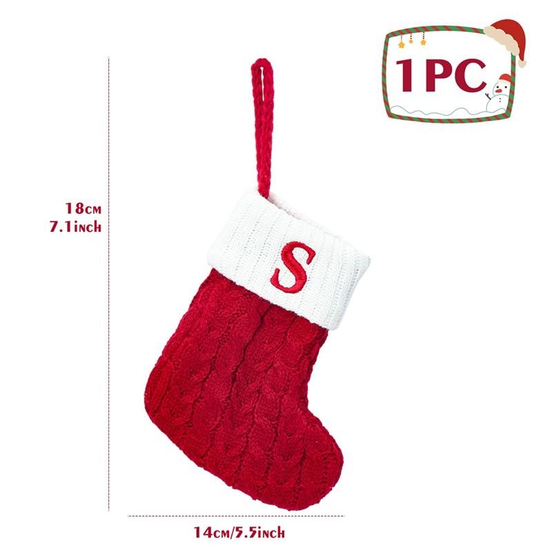 Christmas Socks Red Snowflake Alphabet Letters Knitting Stocking Christmas Tree Pendant Decoration For Home Xmas New Year Gift