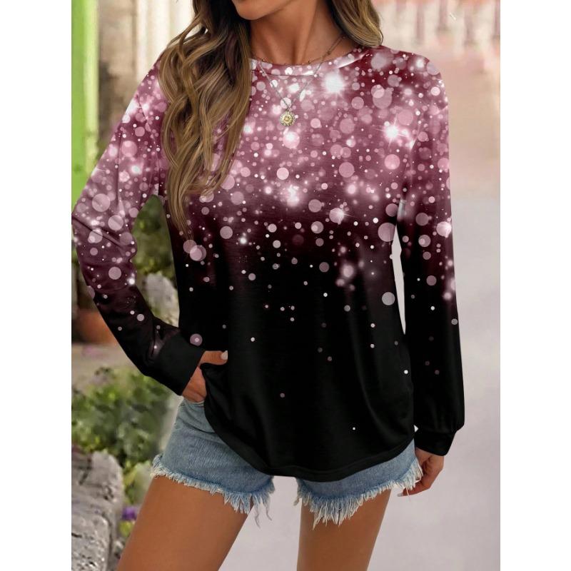 

EMERY ROSE Женская повседневная футболка с портретным принтом, свободного кроя, с круглым вырезом и длинным рукавом, подходит для осени/зимы XL