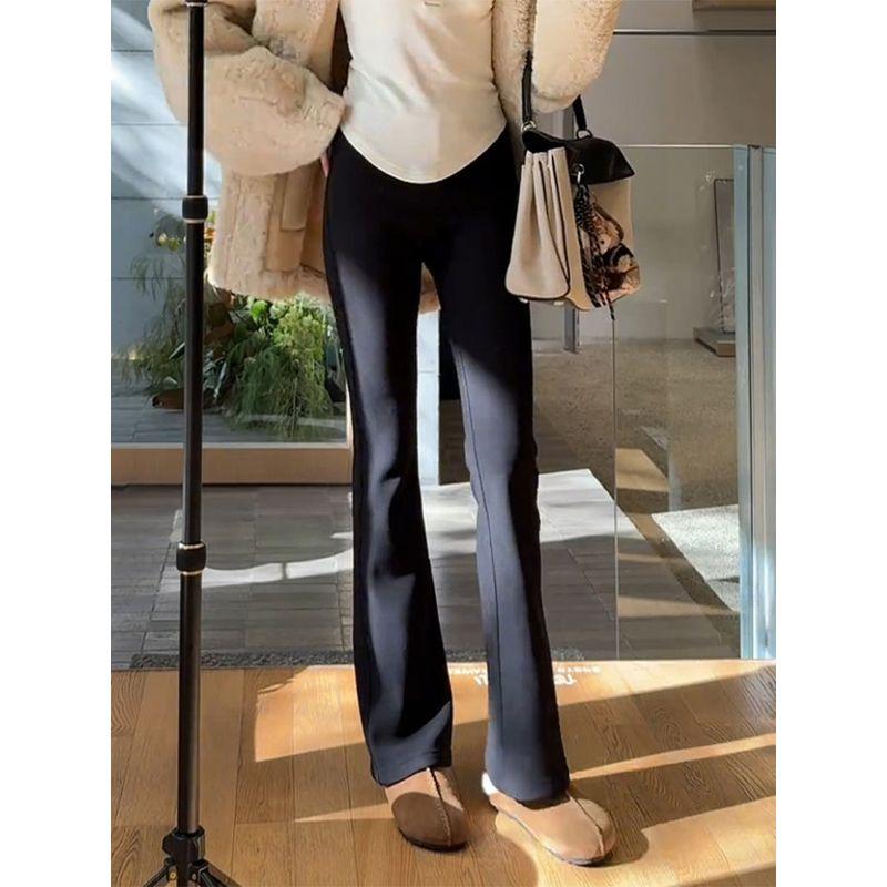 Black Slim-Fit Flared Casual Pants for Women, Spring/Summer 2026 New High-Waisted Stretchy Slim-Fit Bootcut Pants