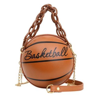 2024 Neue Modische Damen-Schultertasche, Lederkette Basketballtasche, Buchstabenbedruckte Umhängetasche