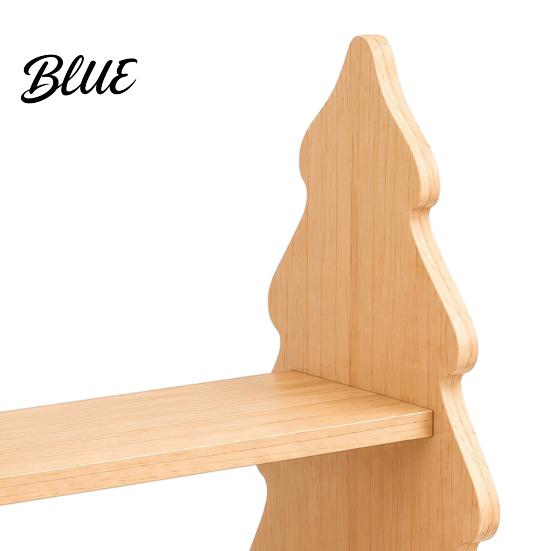 Holiday Home Decoration Christmas Tree Shaped Wooden Storage Shelf 2‑Tier Desktop Display Rack with Table Centerpiece Xmas Stickers Rustic