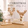 Christmas Reindeer Figurine Wooden Gold Holiday Decor For Festive Celebration