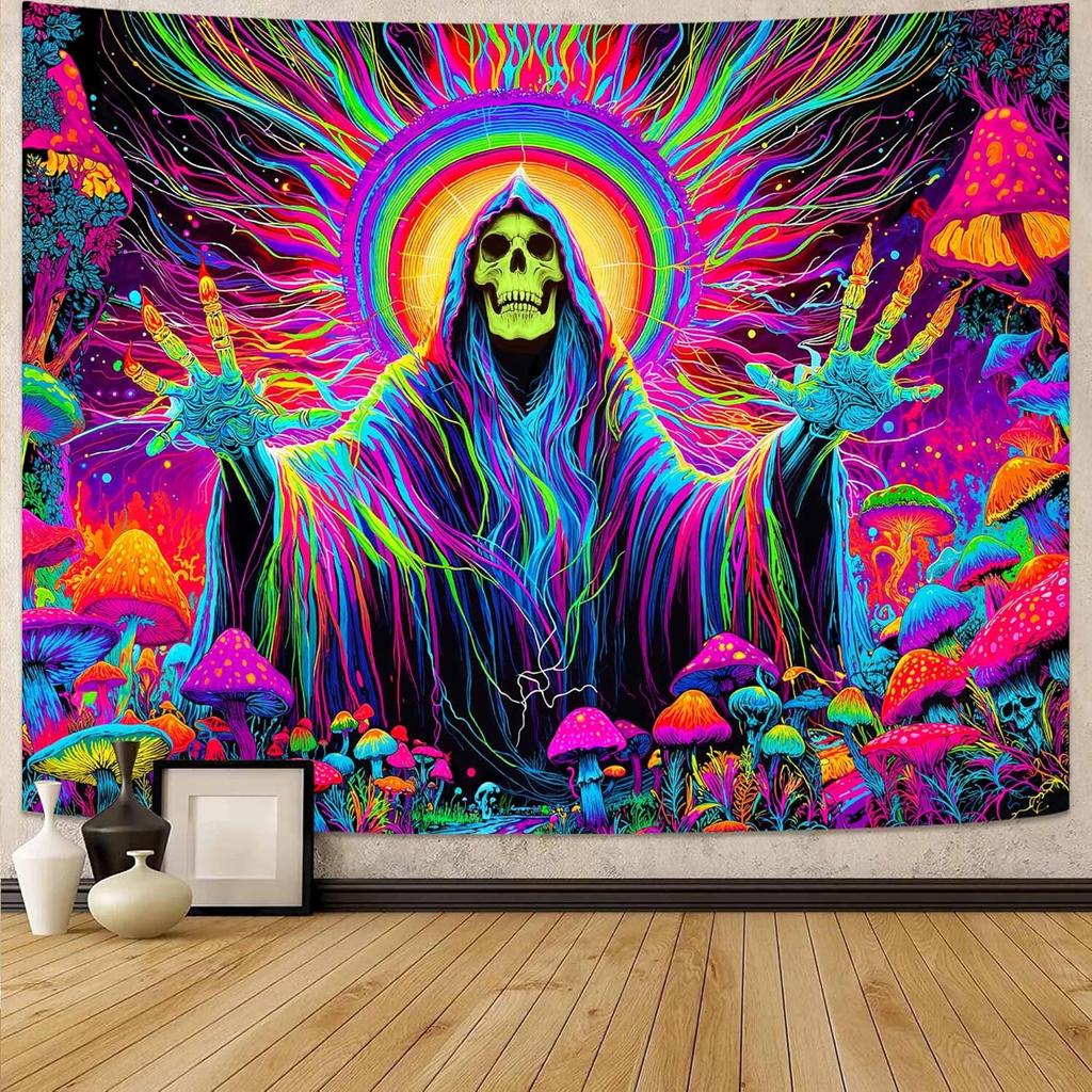 Rainbow Sea Turtle Tapestry, Colorful Underwater Print with Jellyfish & Coral, Wall Hanging for Bedroom Living Room Beach Decor