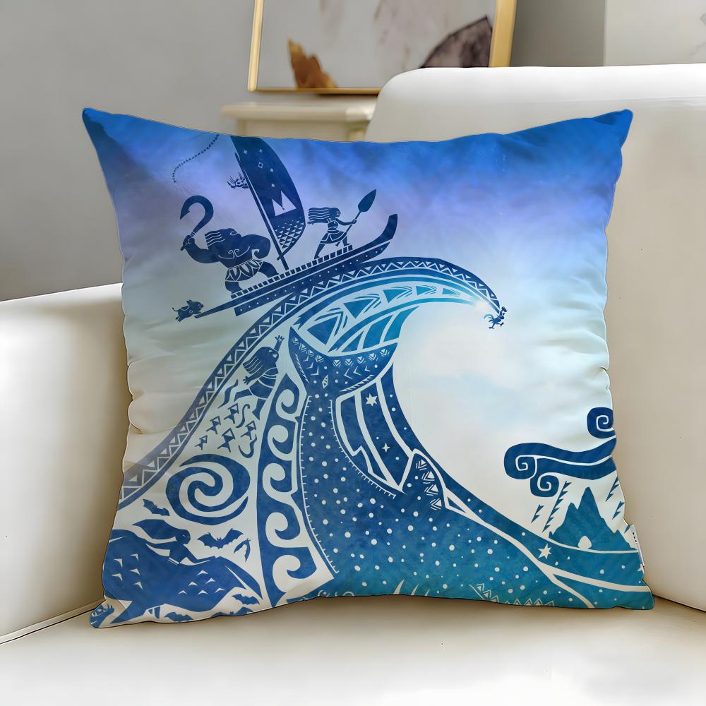 Light Blue Ocean Ripple Cushion Cover Soft  EasyWash Pillow Case  Versatile for Couch Bed Travel and Office