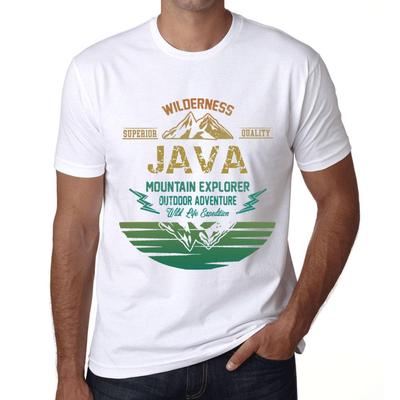 Men’s Vintage Tee Shirt Graphic T Shirt Mountain Explorer Java White