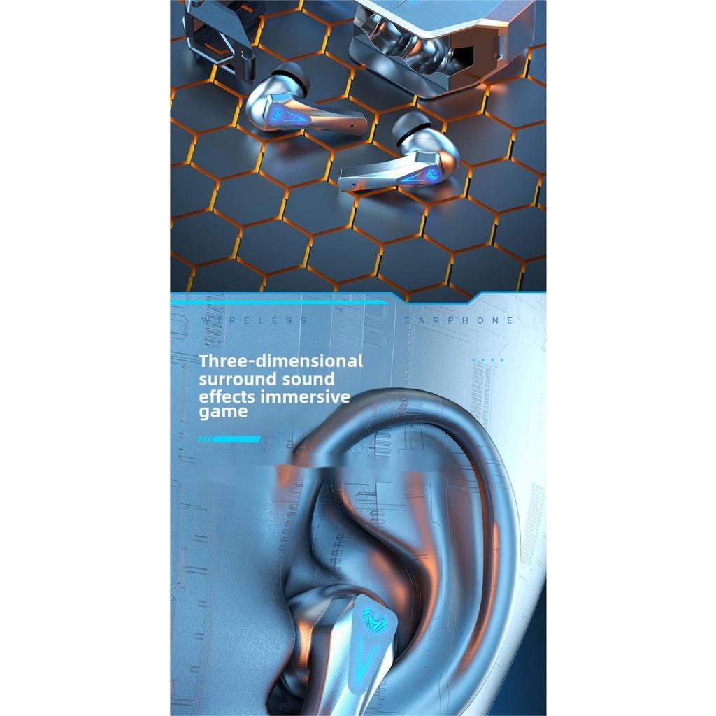 TWS Bluetooth Earphone, Wireless Headphones, Stereo True Wireless Earbuds, HiFi Sound with Ambient Light Headset Gamer