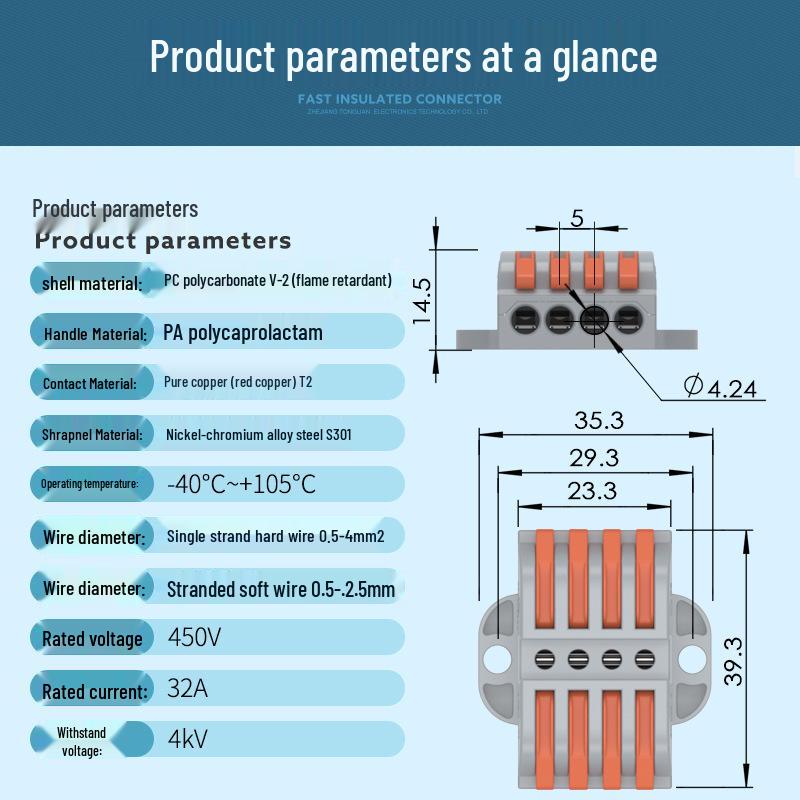 Unitek PCT-222 Multi-in/Out Quick Wiring Terminal for Soft and Hard Wire