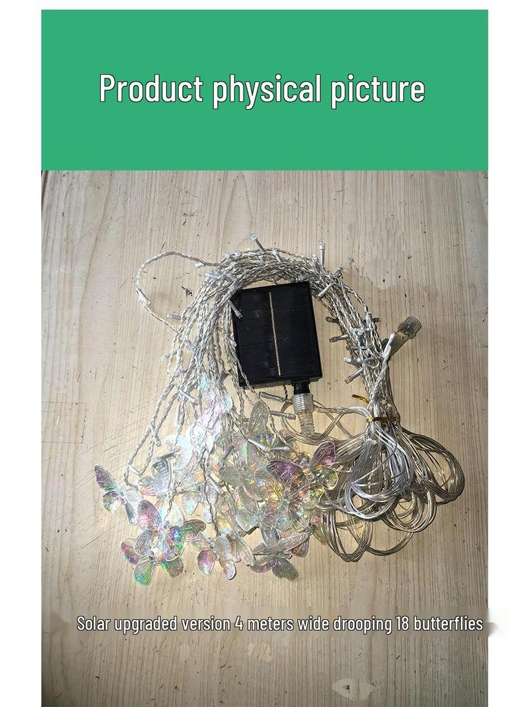 Butterfly Icicle Solar String Lights for Garden, Patio, and Landscape Decor