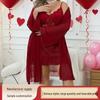 New Red Sexy Women's Lace Homewear Robe & See-through Camisole Set