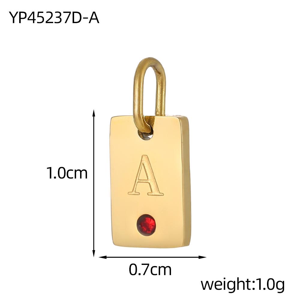 CARLIDANA Hot Sale 26 English Letters Pendant Fashion Stainless Steel Gold-plated Square Zircon Charms DIY Jewelry Accessories Gold