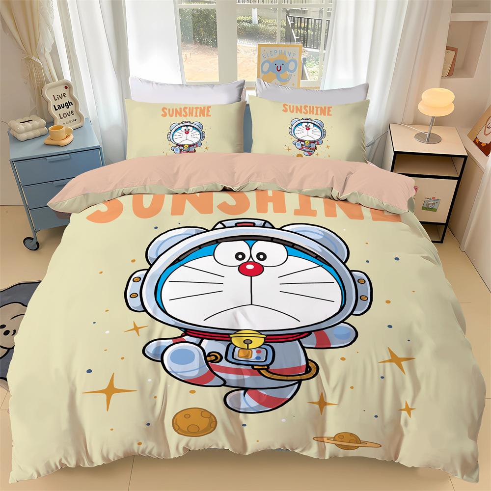 Japanese Anime Dora-emon Quilt Duvet Pillowcase 3D Printed D-Doraemon Bedding Set Duvet Cover for Children and Girls Boys Teen