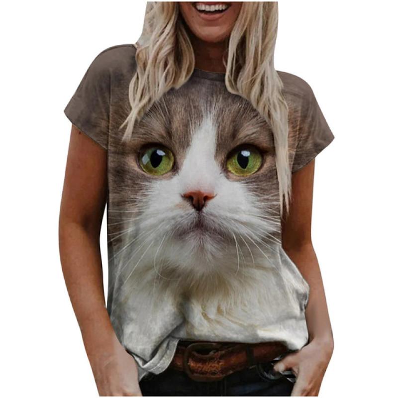 Harajuku Women's T Shirt Cartoon Dog 3D Print Sexy O-neck Short Sleeve Summer Element Fashion Street Comfortable Ladies Casual