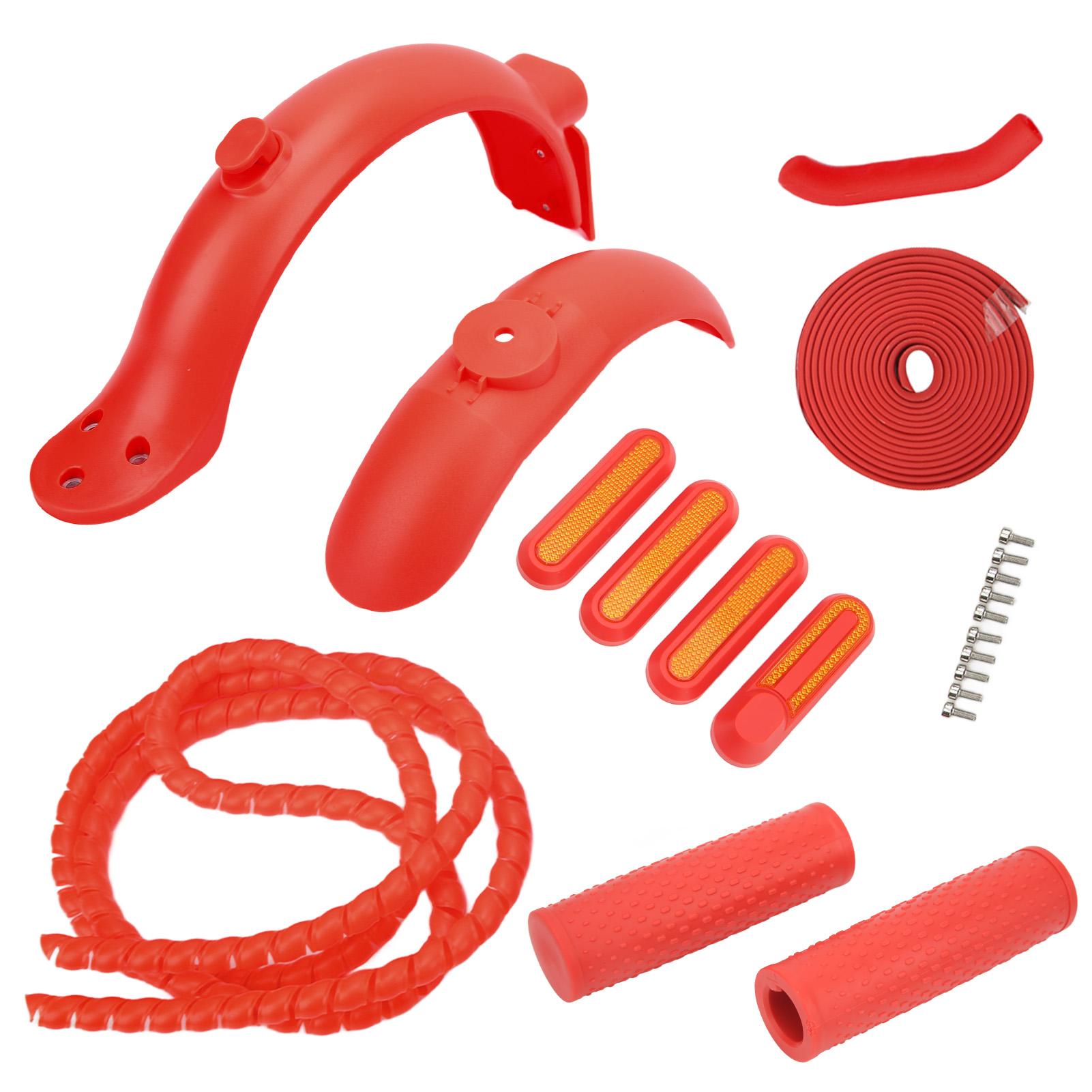 

For Xiaomi Electric Scooter Accessories Includes Rear Front Mudguard Side Cover Handbrake Silicone Cover Silicone Grip красный