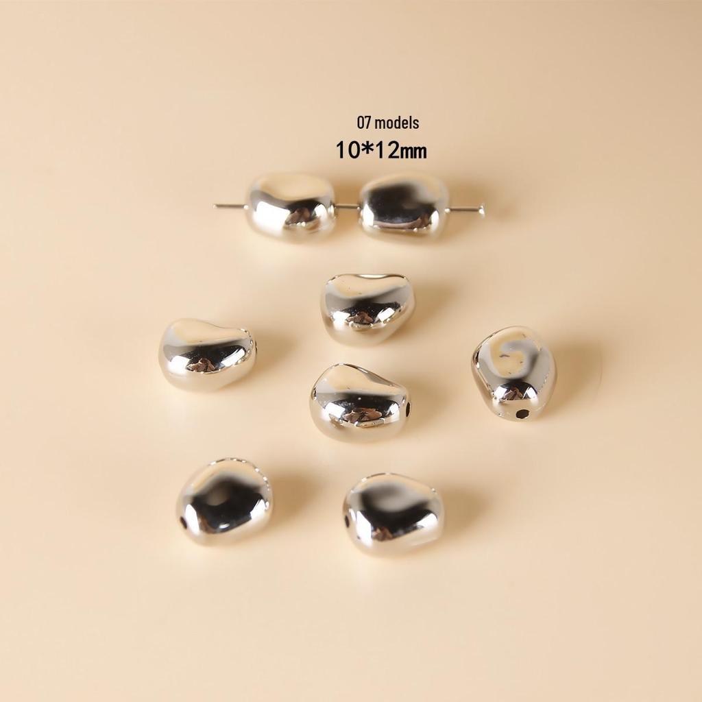10 Irregular White Acrylic Silver Spacer Beads for DIY Jewelry and Earrings