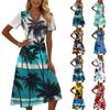 Women's Casual Fashion Floral Print Short-Sleeve V-Neck Dress