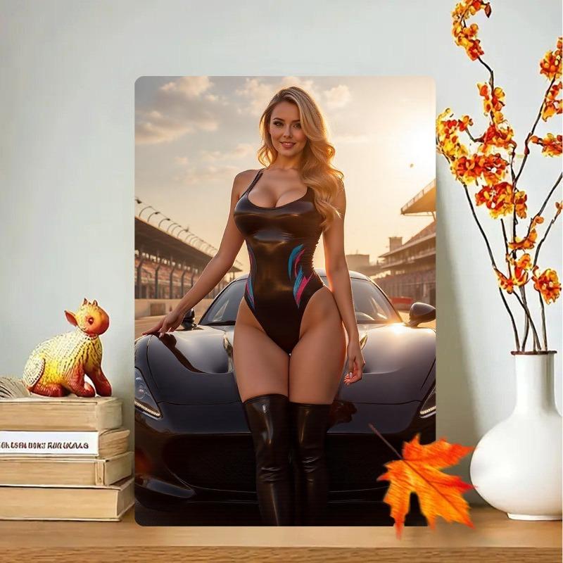 Panneau Métallique Pin-Up de Noël, Cadeau de Bureau Décor Mural 20x30cm
