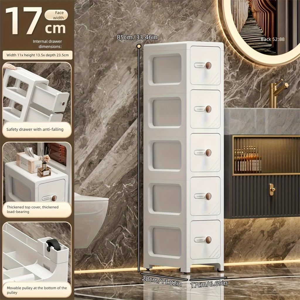 17 Cm Drawer-type Slit Storage Cabinet Ultra-narrow Slit Cabinet for Refrigerator Multi-layer Storage Rack for Bathroom