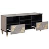 TV Stand with Shelf Gray 100 x 33 x 46 cm Solid Mango Wood