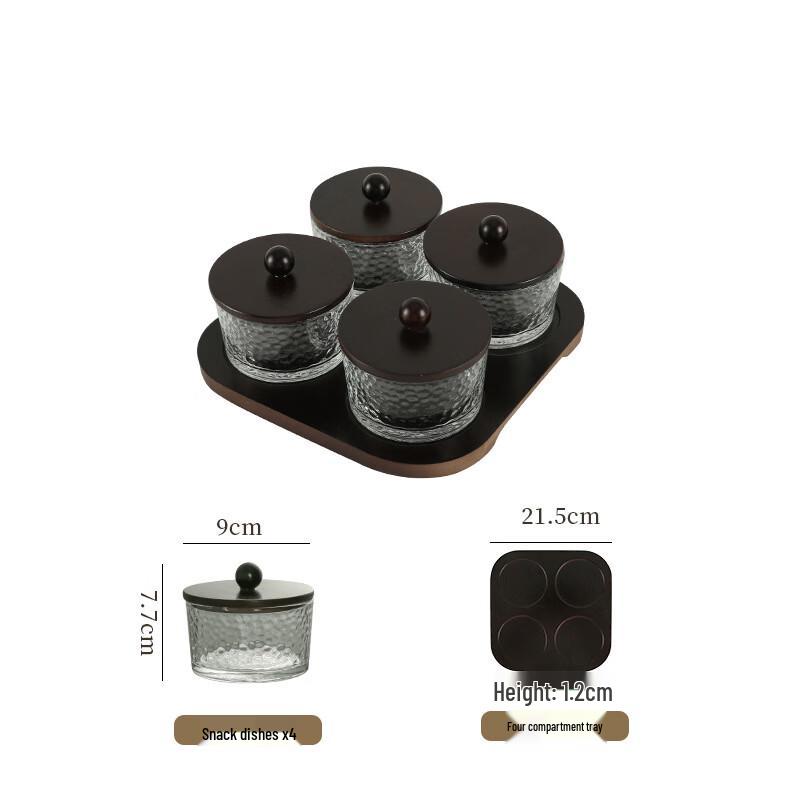 Japanese-Style Hammered Glass Snack Platter Set