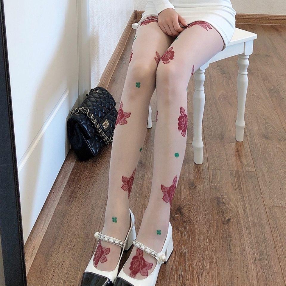 Retro Flowers Jacquard Tights for Women Summer Ultra-thin Pantyhose Elegant Fashion Ladies Sheer Transparent Tight Stockings