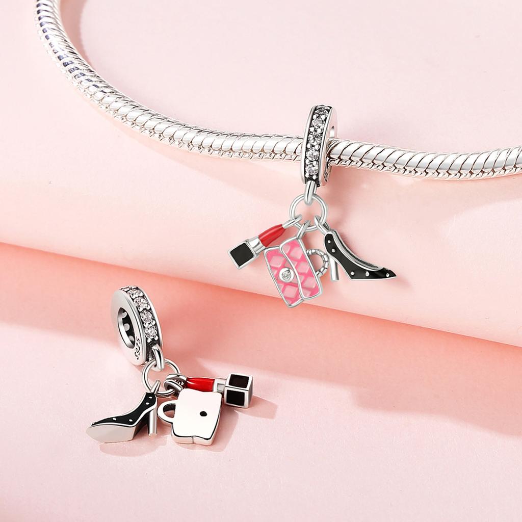Bead Charms Copper Charm Bead Charms Authentic Handbag Highheeled Shoes Pendant Bead Charms Compatible With Bracelets Jewellery Diy Women Gift Access