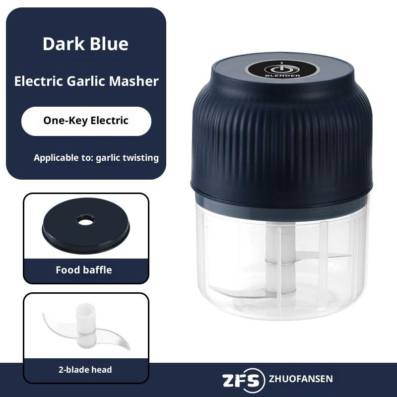 

Портативная электрическая чеснокодавилка Мини измельчитель для продуктов овощей чеснока чили мяса Blue 2 Blade