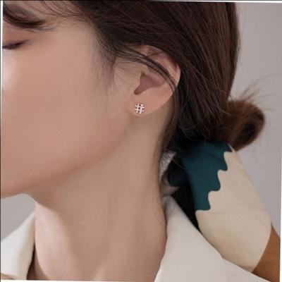 High-quality Cubic Silver Detail Composition Simple Daily Silver Needle Earrings (Wfghh32)