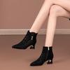 Short Boots, Women's Shoes, New Thick-heeled Pointed-toe Mid-heeled Fashionable and Versatile Ankle Boots