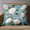 1 pieces -2D flat printing Blue Floral Rose Patterned Decorative Throw Pillows Polyester pillowcase, sofa decorative cushion cov