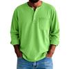 Men's Solid Color Distressed Button Collar Long Sleeve Tops Men's Casual Fashion Tops