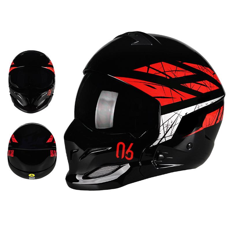 3C Certified Full Face Retro Motorcycle Helmet for All Seasons - Men's and Women's Scorpion Combination Half Helmet